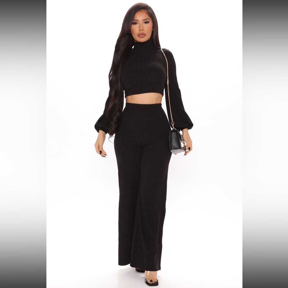 Fashionnova black 2 piece pant set